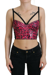 Dolce & Gabbana Pink Leopard Print Cropped Bustier Corset Top -   -  Dolce & Gabbana.